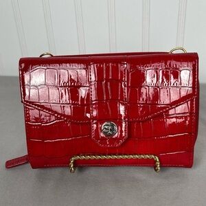 Samantha Brown Red Faux Croc Wallet Crossbody Purse Clutch NWOT